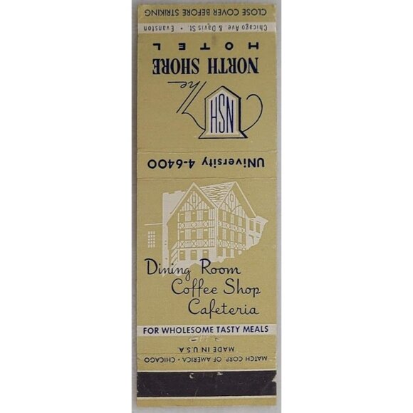 Vintage Matchbook Cover North Shore Hotel Evanston IL Illinois - Picture 2 of 5